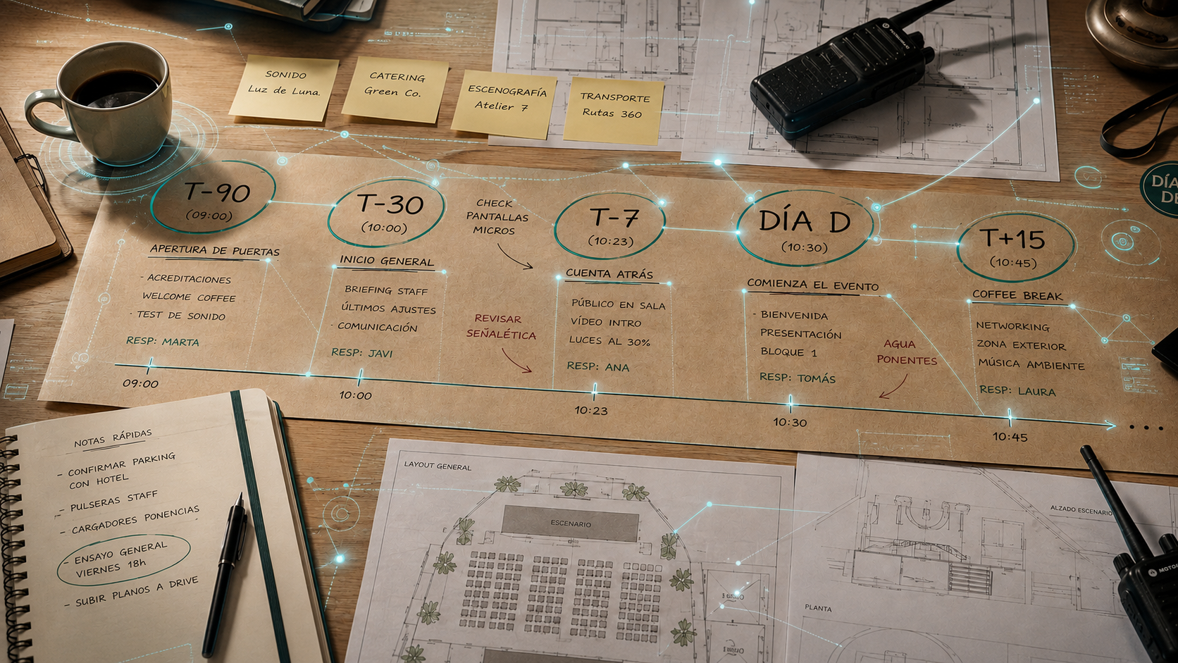 Timeline IA agencia eventos